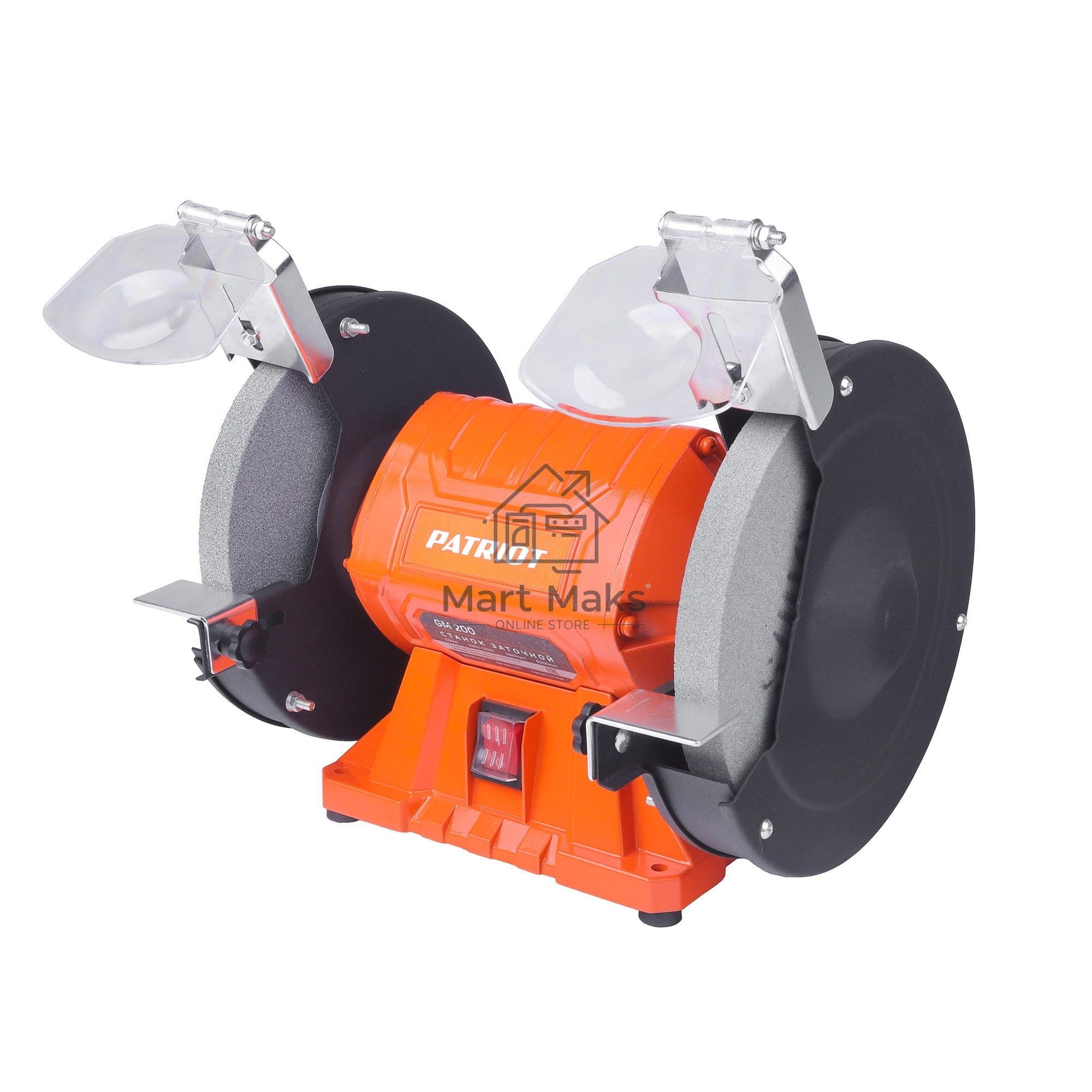 Станок заточной PATRIOT Expert GM 200, 550Вт, 2980об/мин, 200мм диск, А36/А60 зерн, посадочный 16 мм, асинхронный, адаптер на круги 32 мм