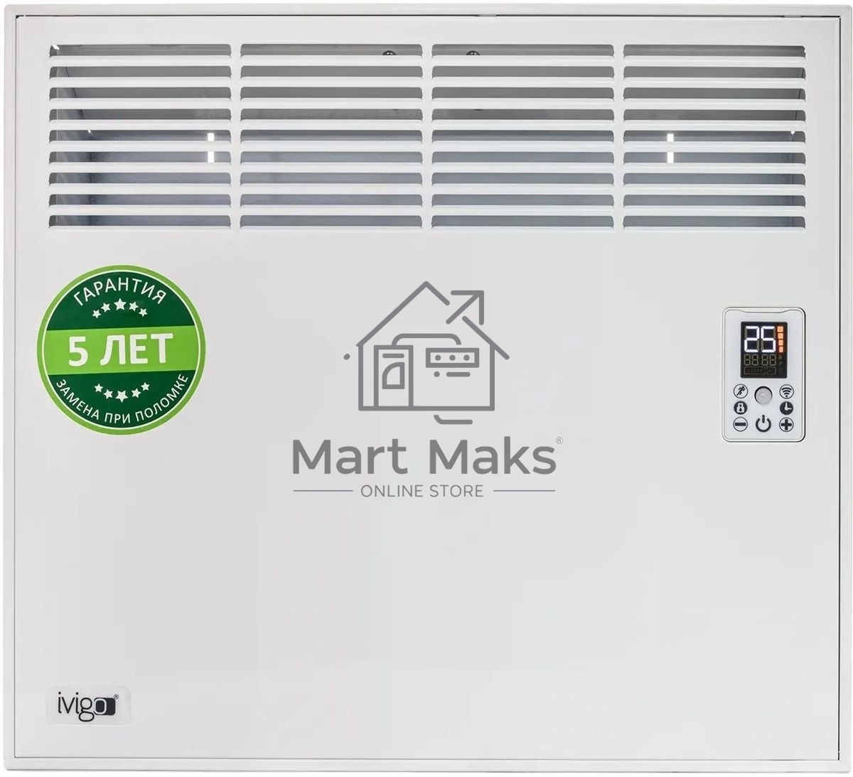 Конвектор IVIGO EPK-Pro Wi-Fi EPK4550P07, белый, 750 Вт, 8 м2, с терморегулятором, Wi-Fi