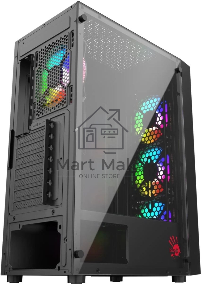 Компьютерный корпус Bloody BD-CC106F черный без БП ATX 4x120mm 1xUSB2.0 1xUSB3.0 audio bott PSU