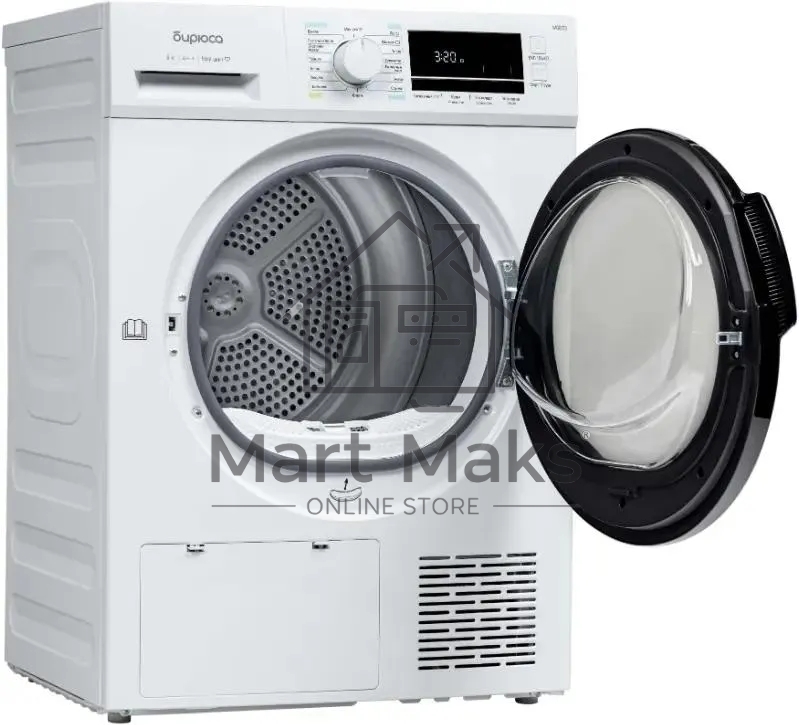 Сушильная машина Бирюса DM-MG8/03 белый, 8 кг, сушка - конденсационная, программ - 16, 59.5 x 84.5 x 60 см