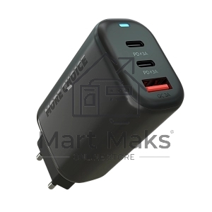 Зарядное устройство MORE CHOICE (4610196409646) NC79 1USB+2Type-C 3.0A PD 65W быстрая зарядка черный