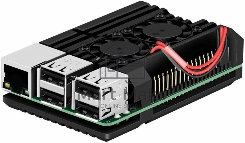 Корпус ACD RA503 Aluminum Case with Double Fans for Raspberry Pi 4B, черный