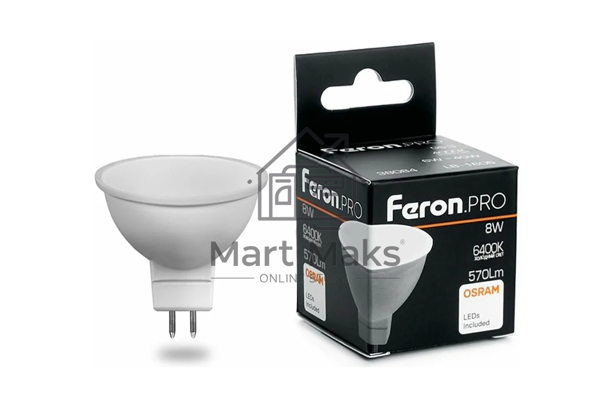 Лампа светодиодная Feron PRO LB-1608 8Вт 230В GU5.3 дневной