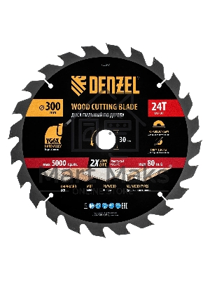 Пильный диск по дереву Denzel ф300 х 30 мм, 24 зубьев 733647