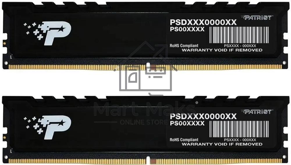 Оперативная память Patriot Signature Premium, DDR5, 32GB (2x16 GB), 4800 MHz, CL40, DIMM, радиатор, черный