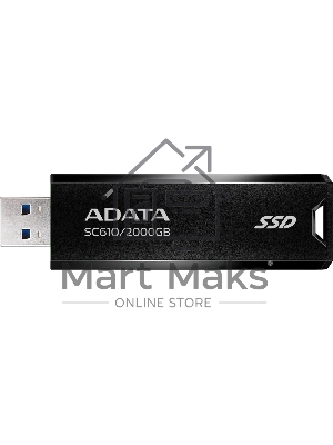 Внешний SSD ADATA SC610, 2TB, USB 3.2 Gen 2 Type-A, R/W 550/500, черный