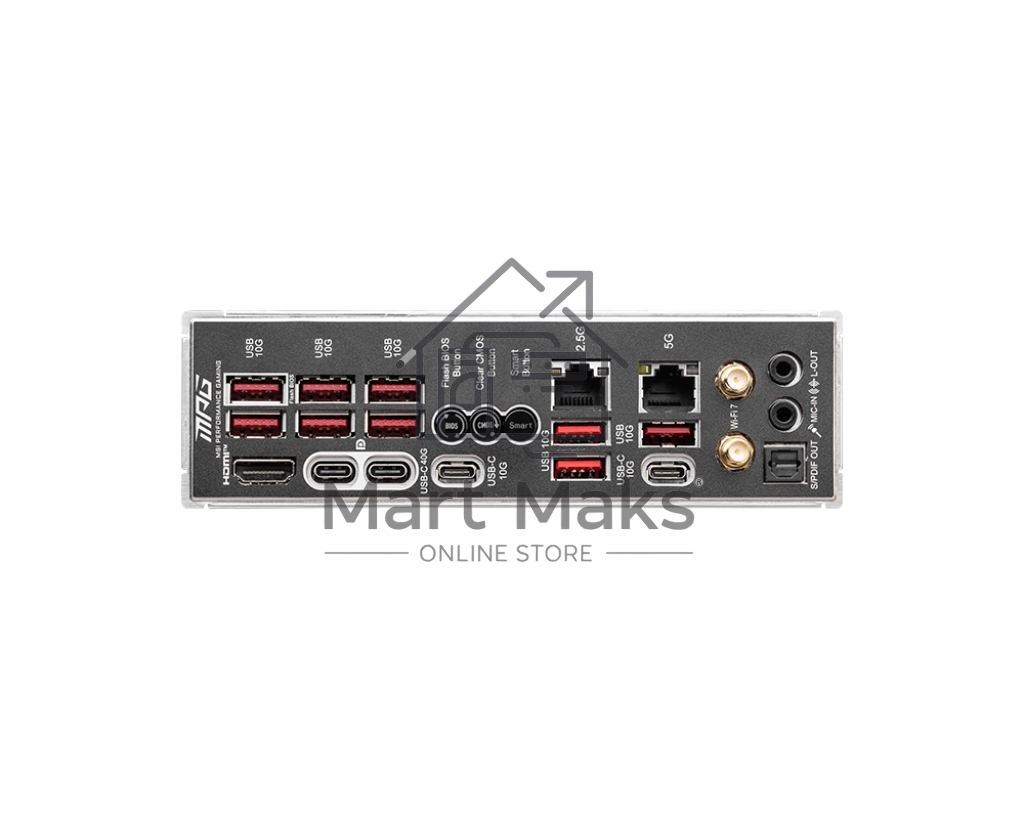 Материнская плата MSI MPG X870E CARBON WIFI, AM5, AMD X870E, 4xDDR5, 4xSATA, 4xM.2, 1xPCIe 5.0 x16, 1xPCIe 5.0 x4, 1xPCIe 4.0 x4, 1xHDMI, 2xUSB-C, 2x1Gb LAN, 9xUSB 3.2 Gen 2, 2xUSB4, 2x3.5 мм, 7.1, ATX