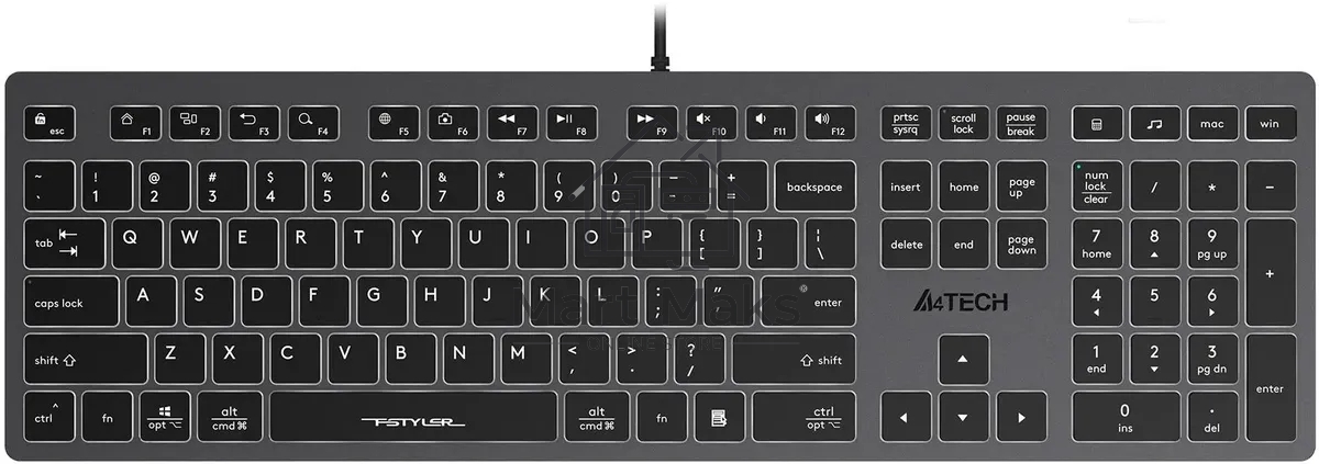 Клавиатура A4Tech Fstyler FX60H проводная, USB, серый/белый