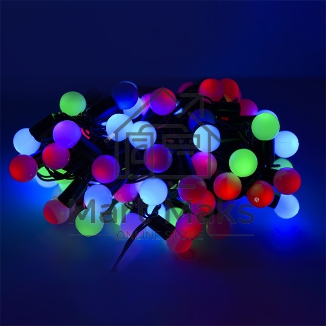Гирлянда светод. уличная Funray Шарики, SE-BL-10100M,10M,100LED,мульт(3цв.),IP44,черн.шн.1,5м,СОЕД,