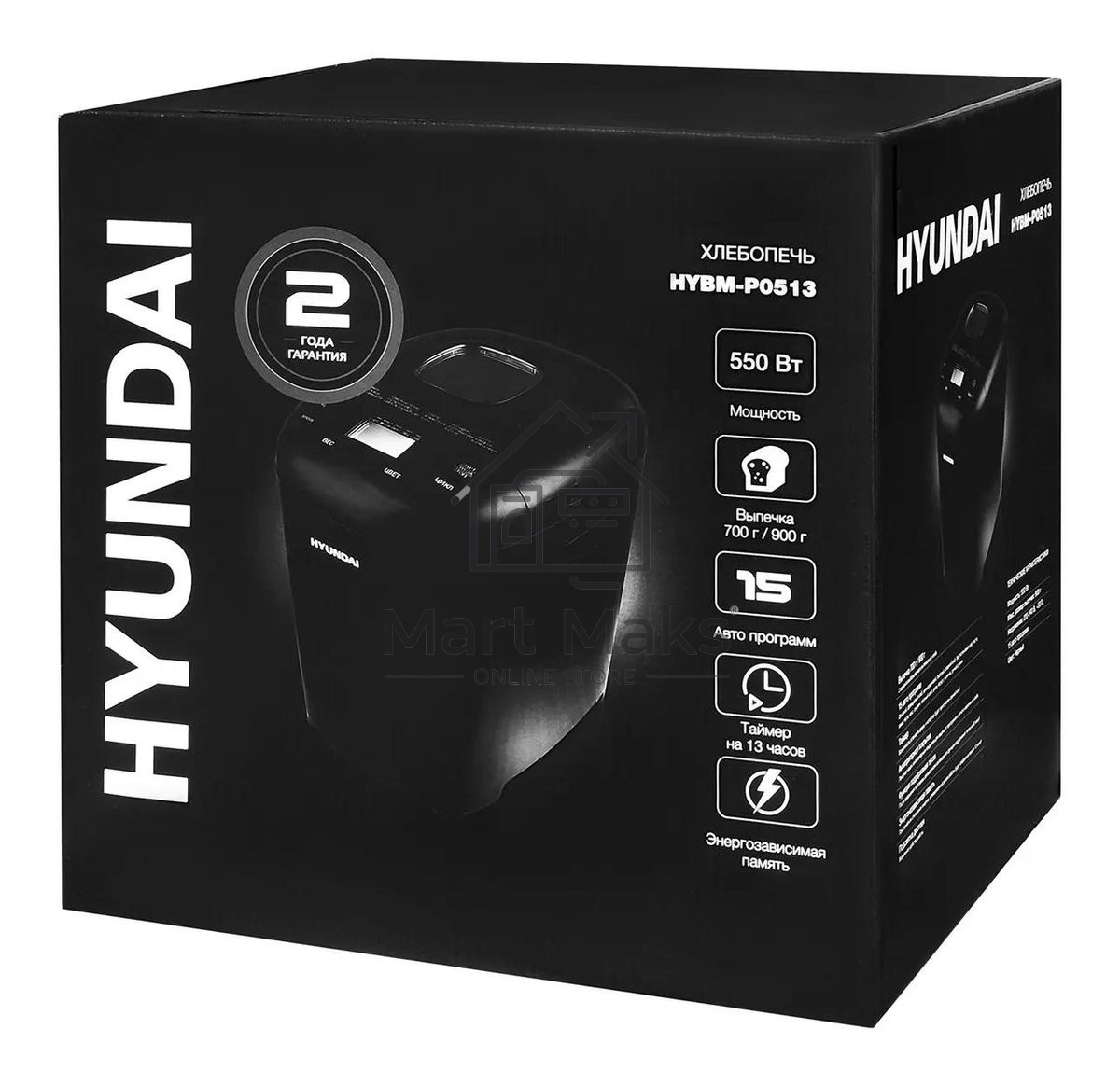 Хлебопечка Hyundai HYBM-P0513 550 Вт, черный