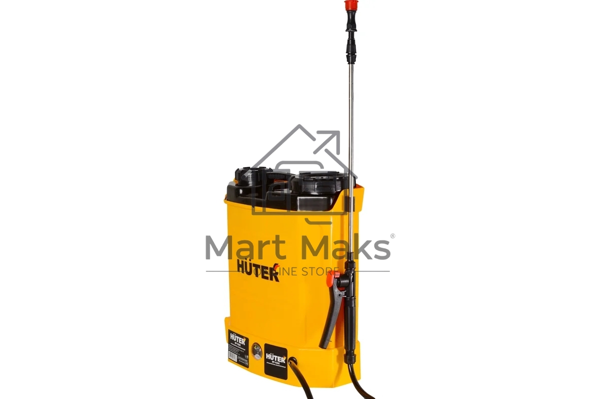 Опрыскиватель аккумуляторный Huter SP-12AC, аккумуляторный, ранцевый, 12л, желтый/черный