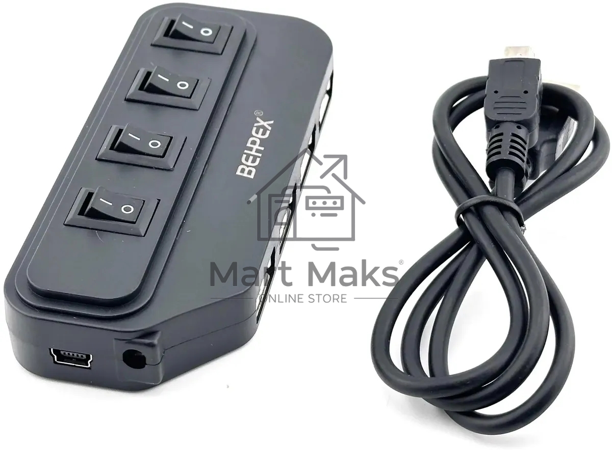 Разветвитель USB 2.0 BPH-1907 4порт. черный