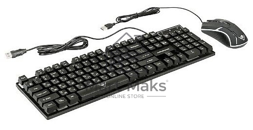 Комплект клавиатура+мышь Nakatomi KMG-2305U проводной, USB, 1600 DPI, черный