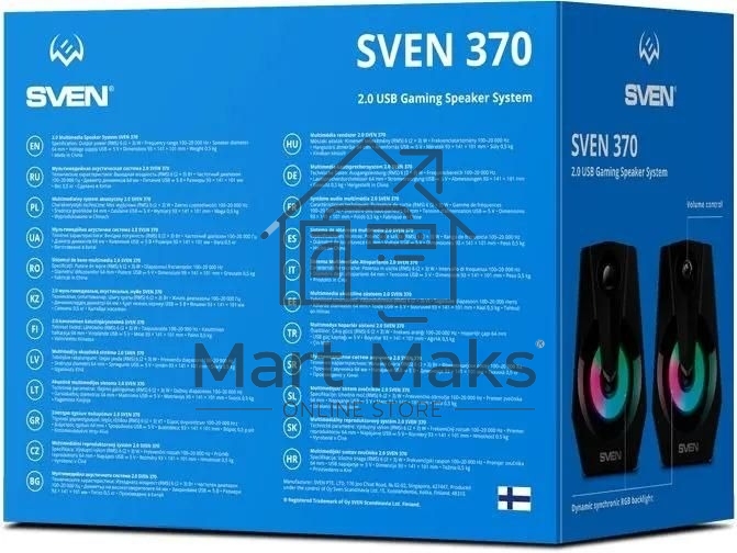 Акустическая система SVEN 370 2.0 черные (2x2W, USB, RGb подсветка)