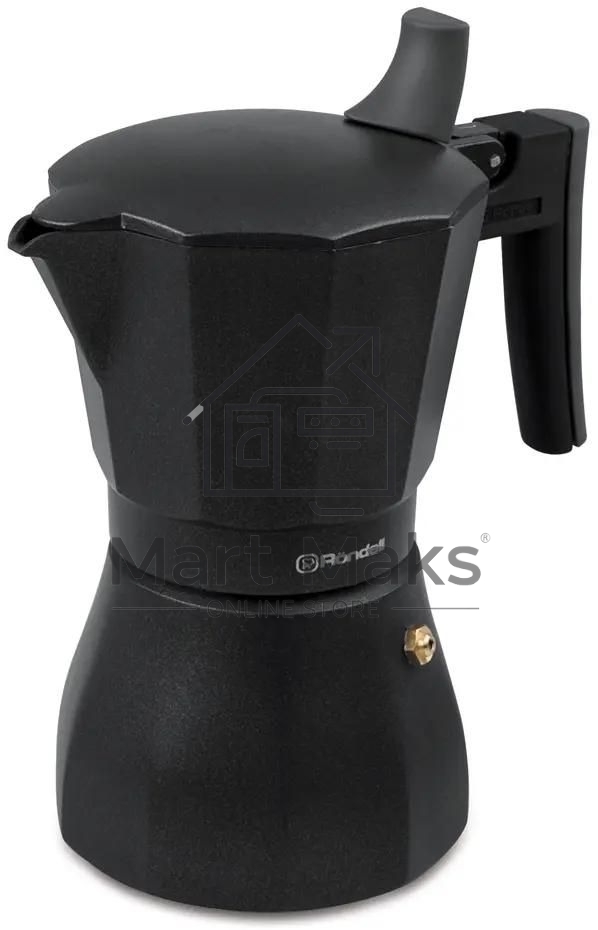 Кофеварка гейзерная Rondell Kafferro RDA-994, 0.45л, алюминий, черный