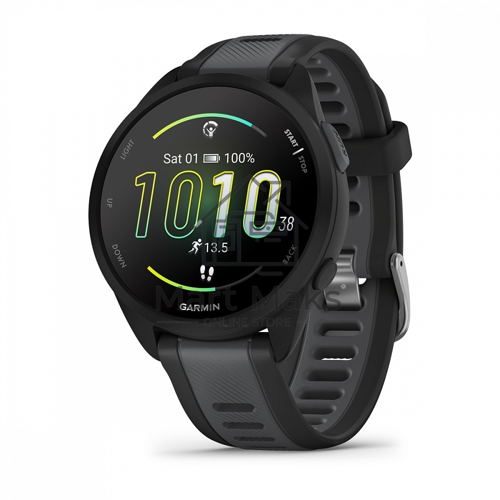 Смарт-часы Garmin Forerunner 165 черный, серый ремешок 43мм