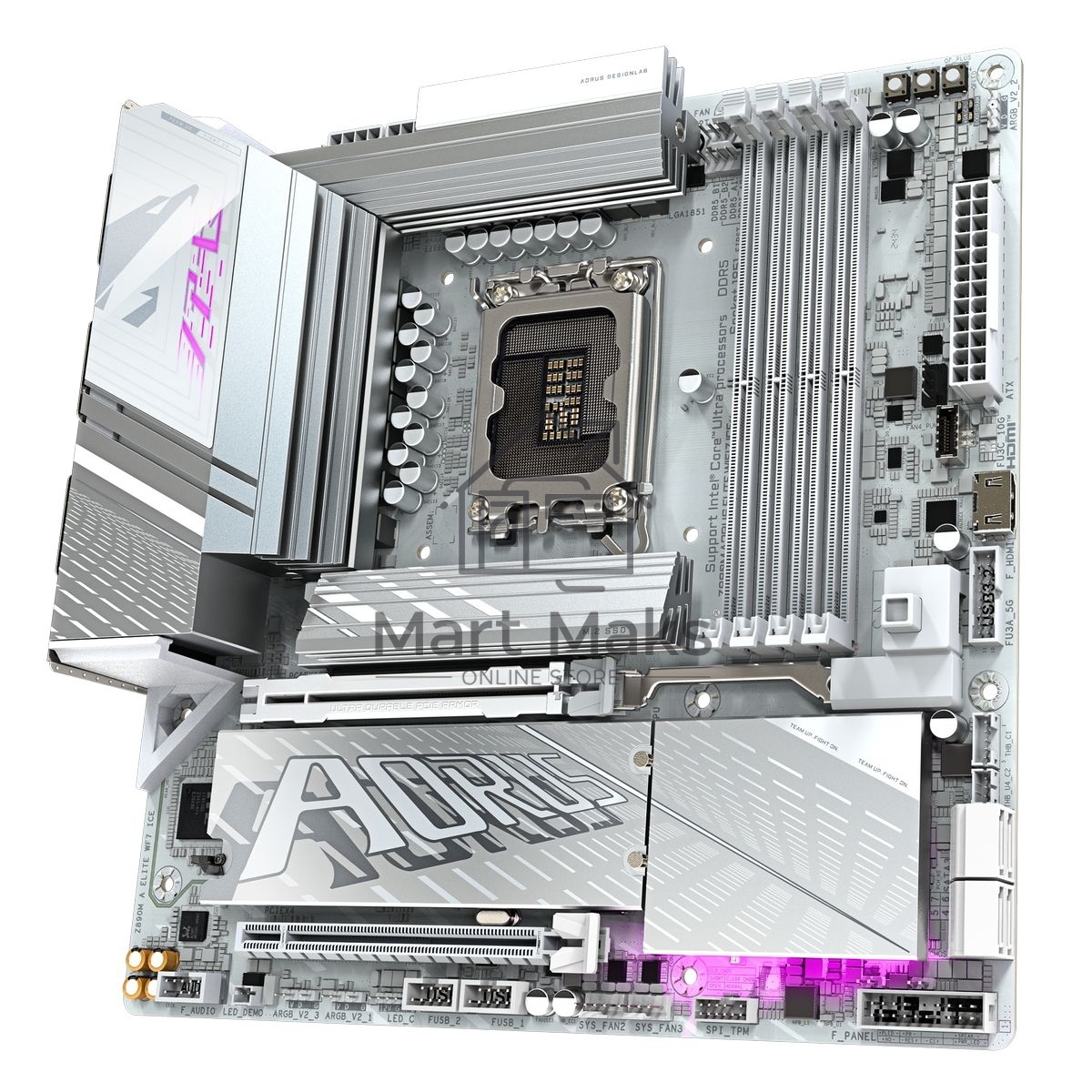 Материнская плата Gigabyte Z890M AORUS ELITE WIFI7 ICE, LGA 1851, Intel Z890, 4xDDR5, 4xSATA, 3xM.2, 1xPCIe 4.0 x4, 1xPCIe 5.0 x16, 1xDP, 1xUSB-C, 1x 2.5Gb LAN, 1xUSB-A 3.2 Gen 2, 4xUSB-A 3.2 Gen 1, 2x3.5 мм, TOSLINK, 7.1, 1xUSB4, mATX