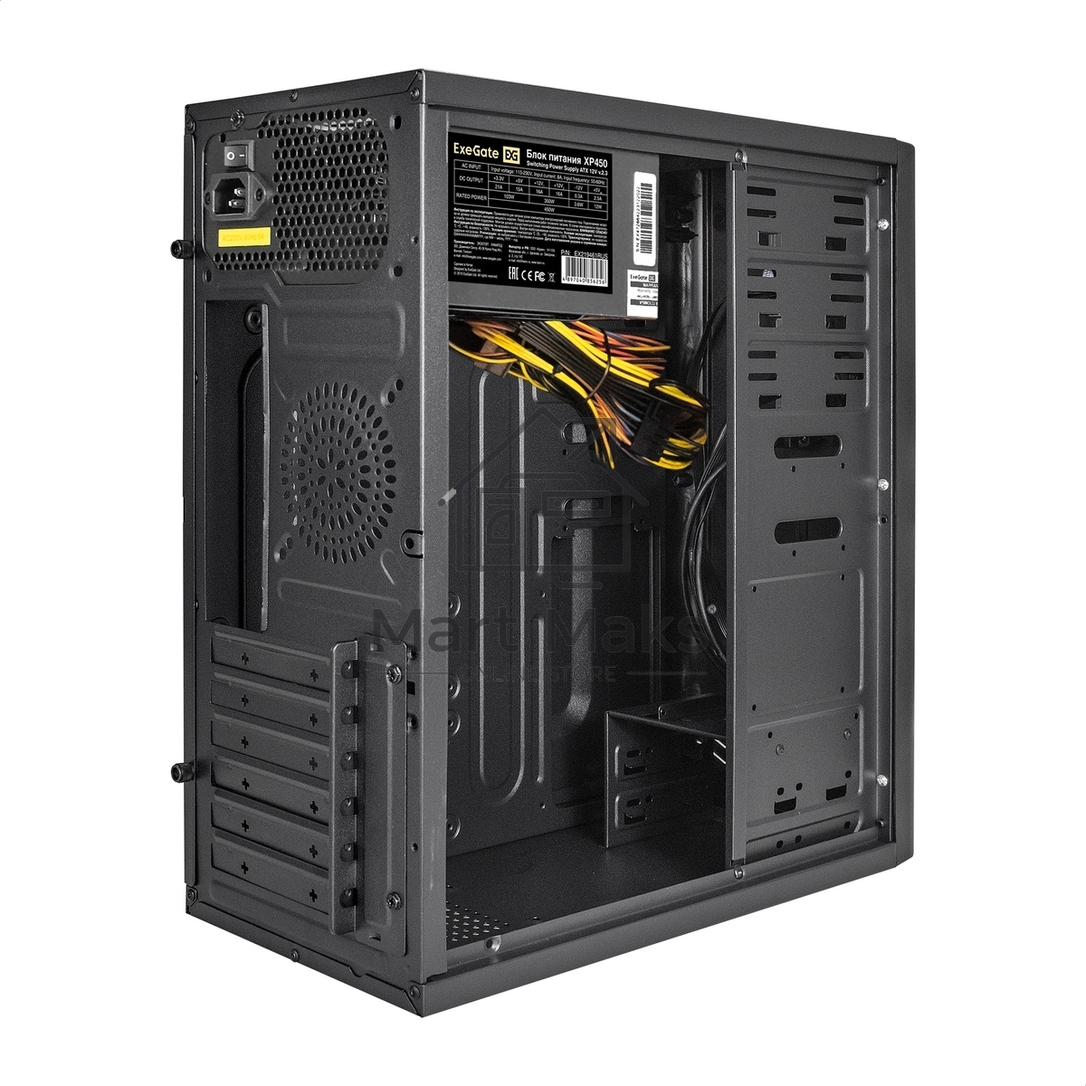 Компьютерный корпус Miditower ExeGate XP-340U-UNS500 (ATX, БП UNS500 с вент. 12см, 1*USB+2*USB3.0, аудио)