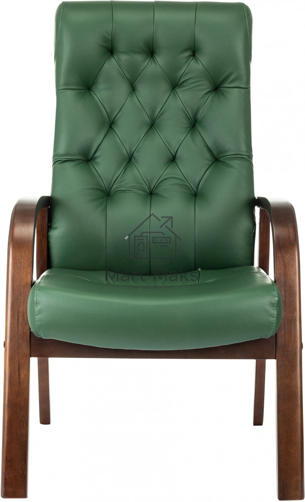 Кресло офисное Бюрократ T-9928WALNUT-CF, зеленый, кожа, на ножках, дерево
