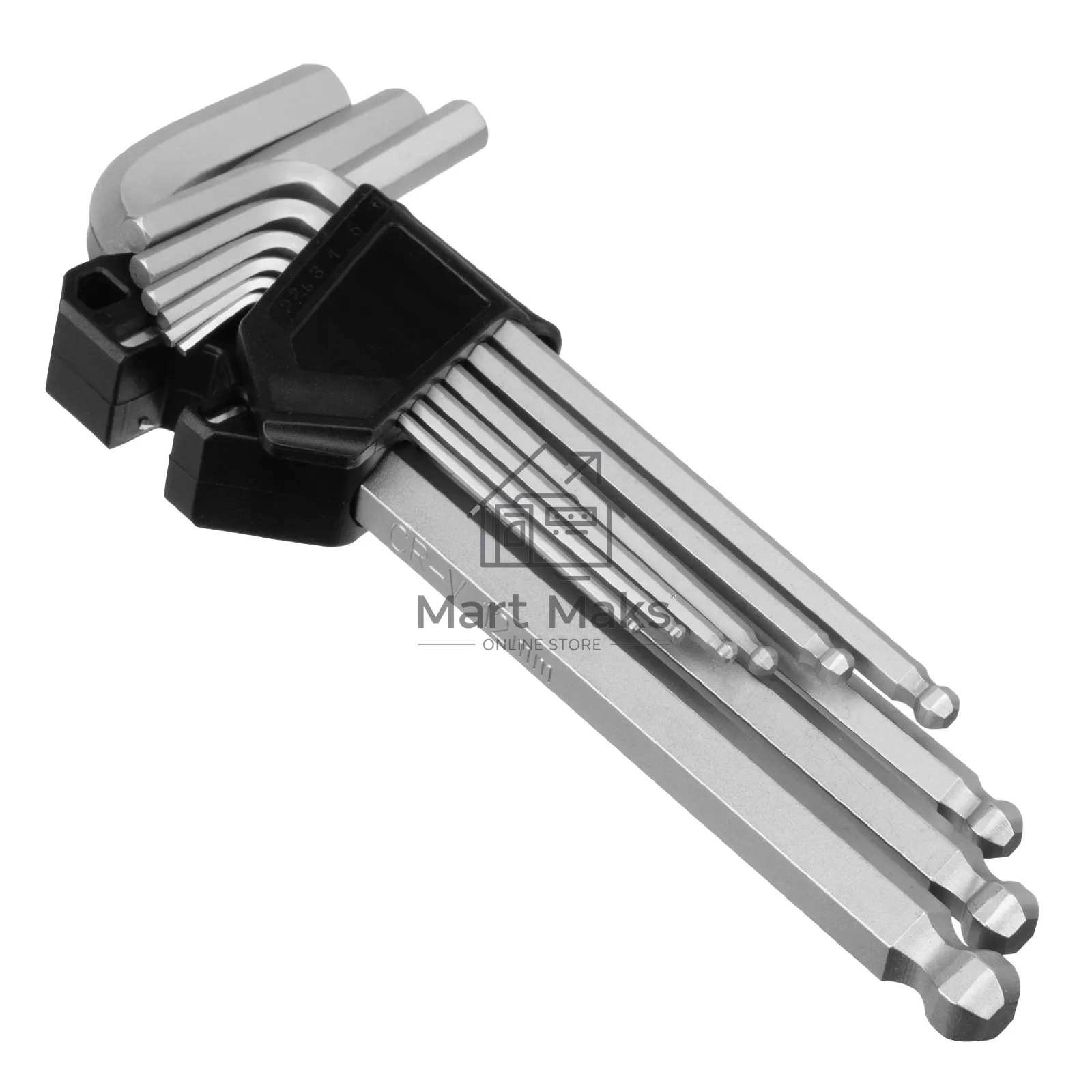 Набор ключей имбусовых, HEX, 2-12 мм, CrV, 9 шт., удлиненные, с шаром Denzel