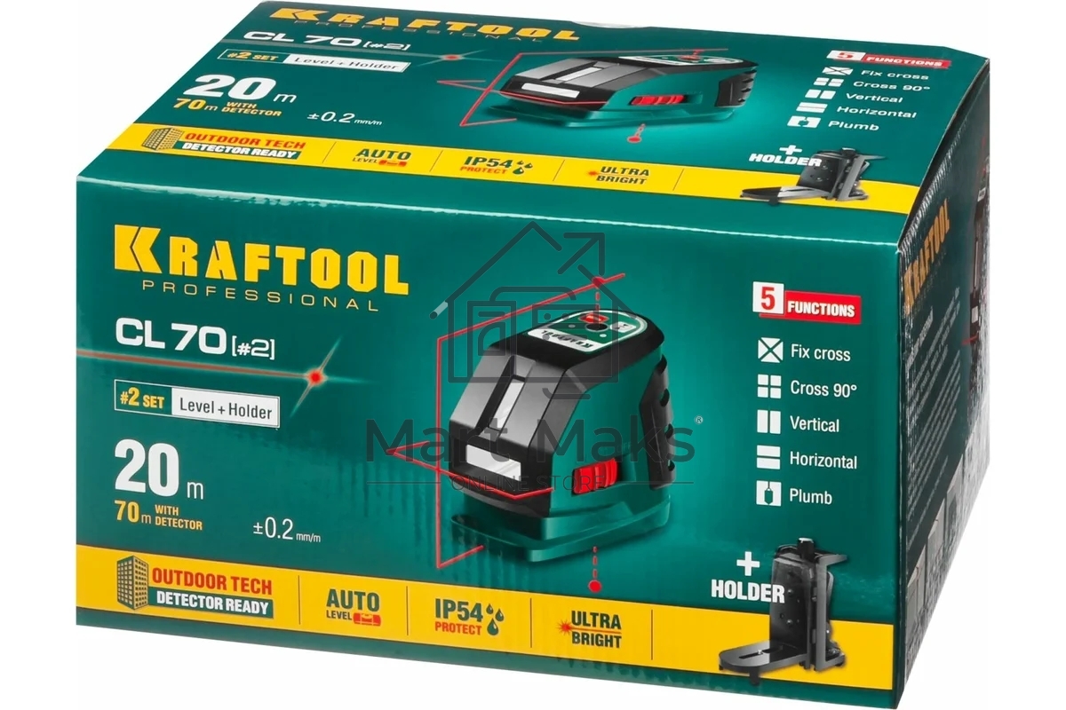 Уровни лазерные KRAFTOOL 34660-2 линейный ''cl-70-2'' 20м / 70м детектор