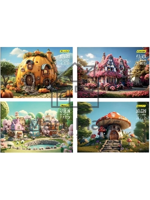 Альбом для рисования Silwerhof 20л. A4 Сказочный мир 4 дизайна, картон скрепка