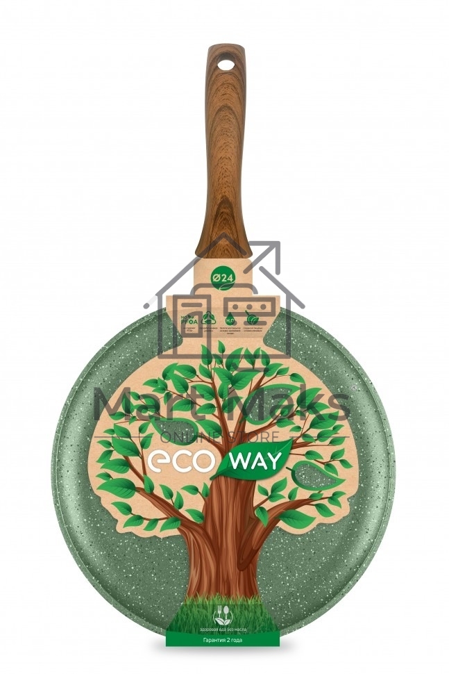 Сковорода блинная 24 НЕВА МЕТАЛЛ ПОСУДА EW6224 ECO WAY н/р