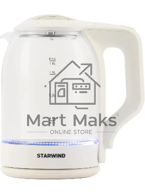 Чайник электрический StarWind SKG1056 1,8 л, 2000 Вт, белый/прозрачный