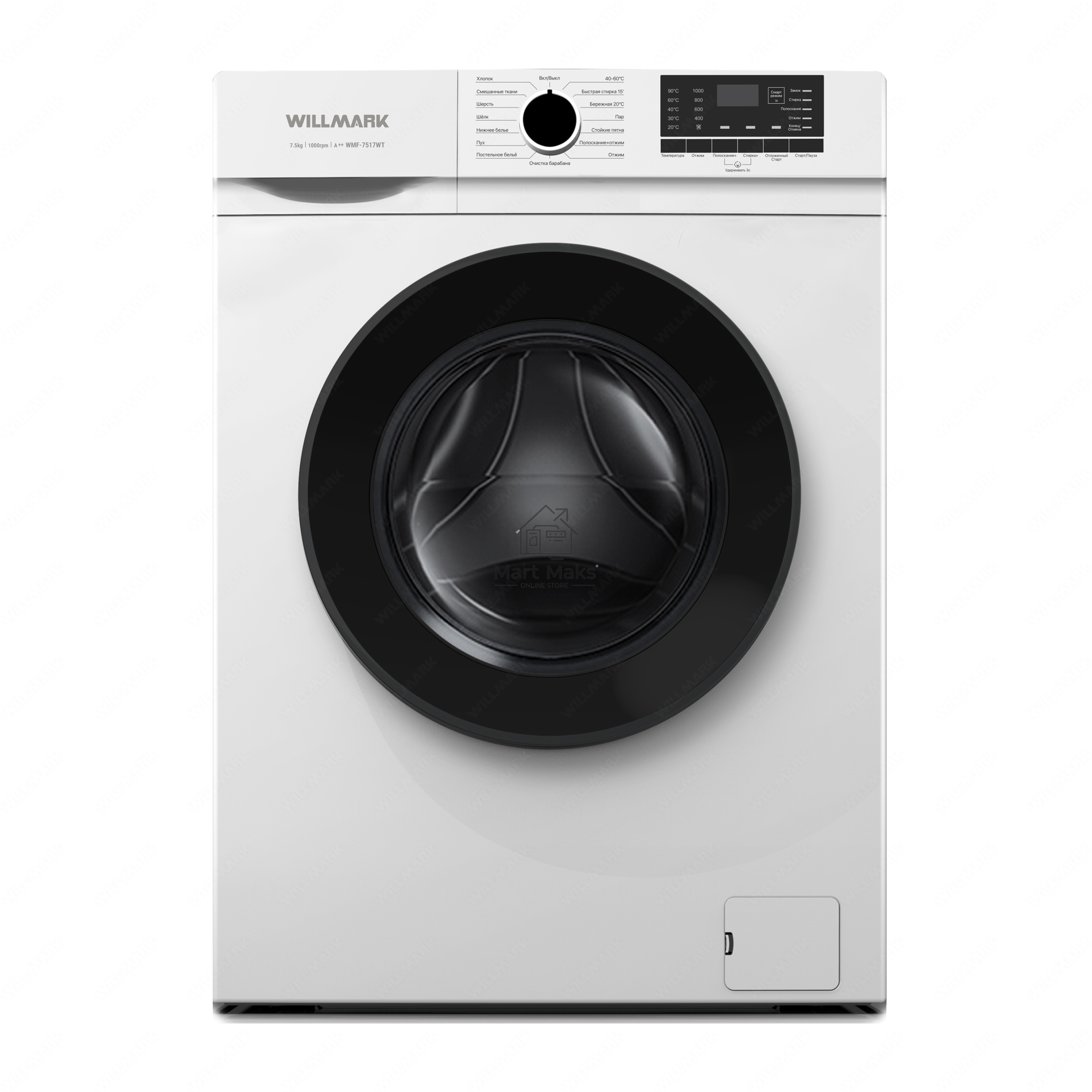 Стиральная машина + бак Willmark WMF-7517WT белая, загрузка фронтальная 7.5кг, 1000 об/мин., класс: A++