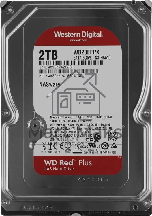 Жесткий диск HDD WD Red Plus 2Tb 5400rpm SATA 64Mb 3.5