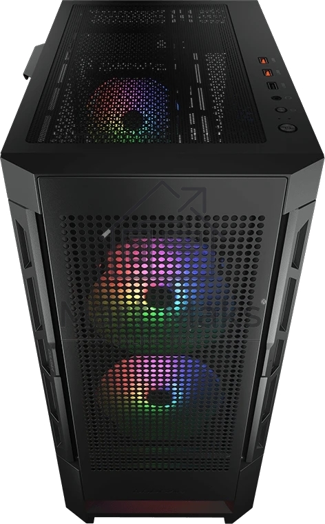 Компьютерный корпус Cougar Airface RGB Black, 2х140мм + 1x120mm ARGB Fan, ARGB Fan Hub, без БП, черный, ATX