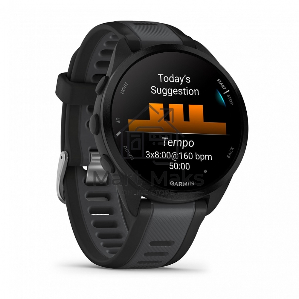 Смарт-часы Garmin Forerunner 165 черный, серый ремешок 43мм