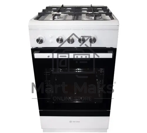 Плита газовая De Luxe 506040.24Г ЧР белый, конфорок 4 шт, духовка 54 л, 50 см x 85 см x 60 см