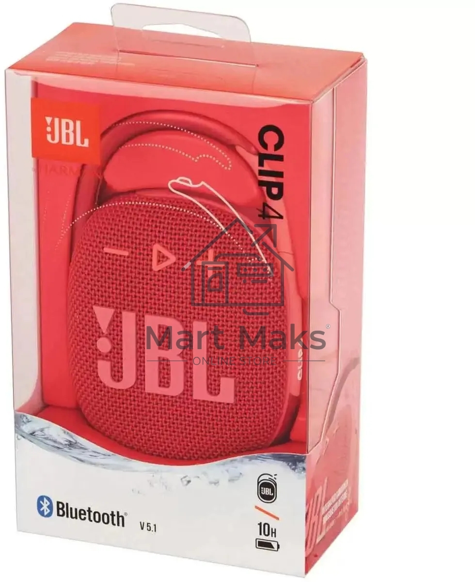 Колонка порт. JBL Clip 4 красный 5W 1.0 BT 15м 500mAh (JBLCLIP4REDAM)