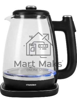 Чайник электрический Starwind SKG4041 1.8 л, 1800 Вт, черный корпус: стекло