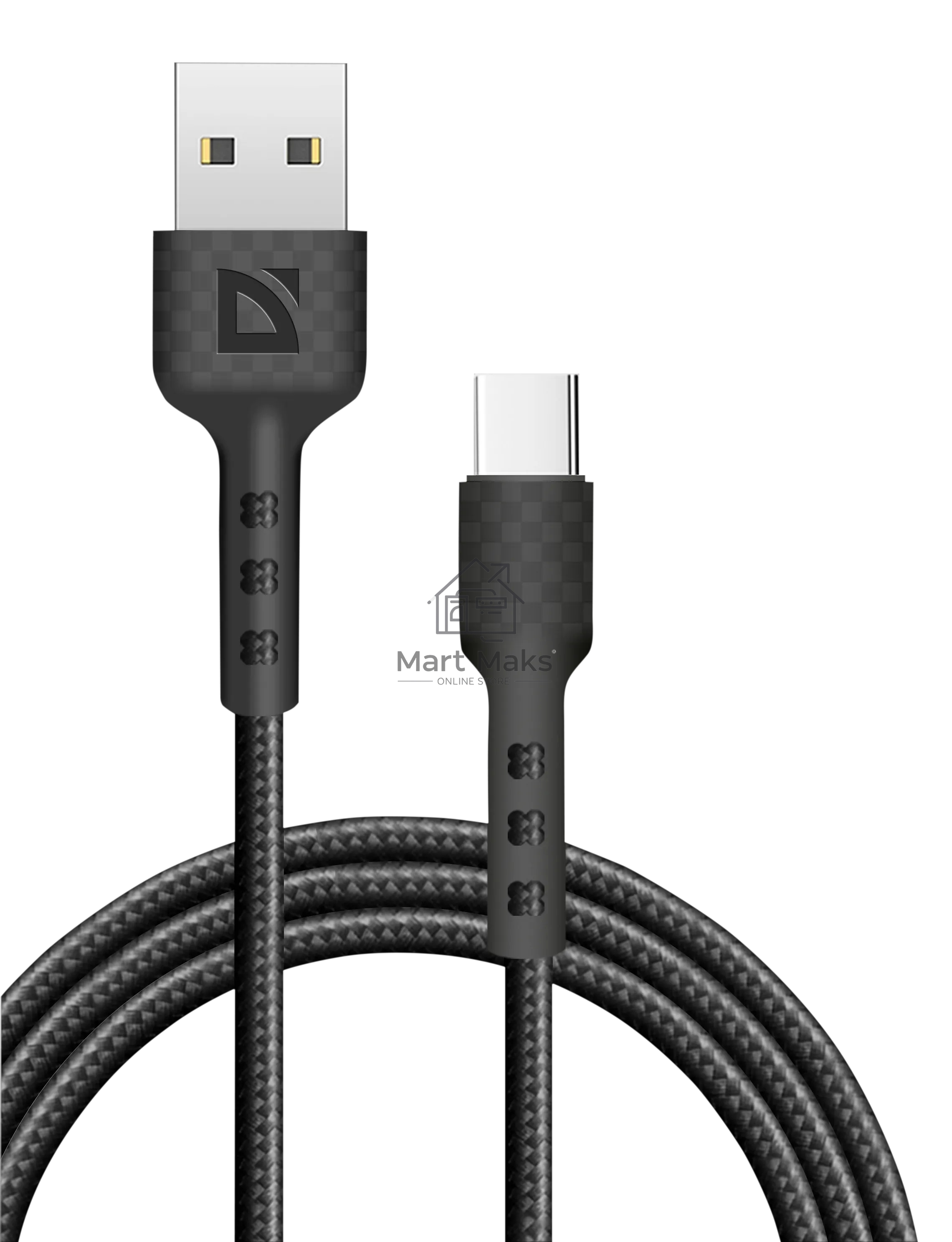Кабель Defender F181, USB 2.0 (AM) - Type C, 1метр, 2.4А, нейлоновая оплетка, черный.