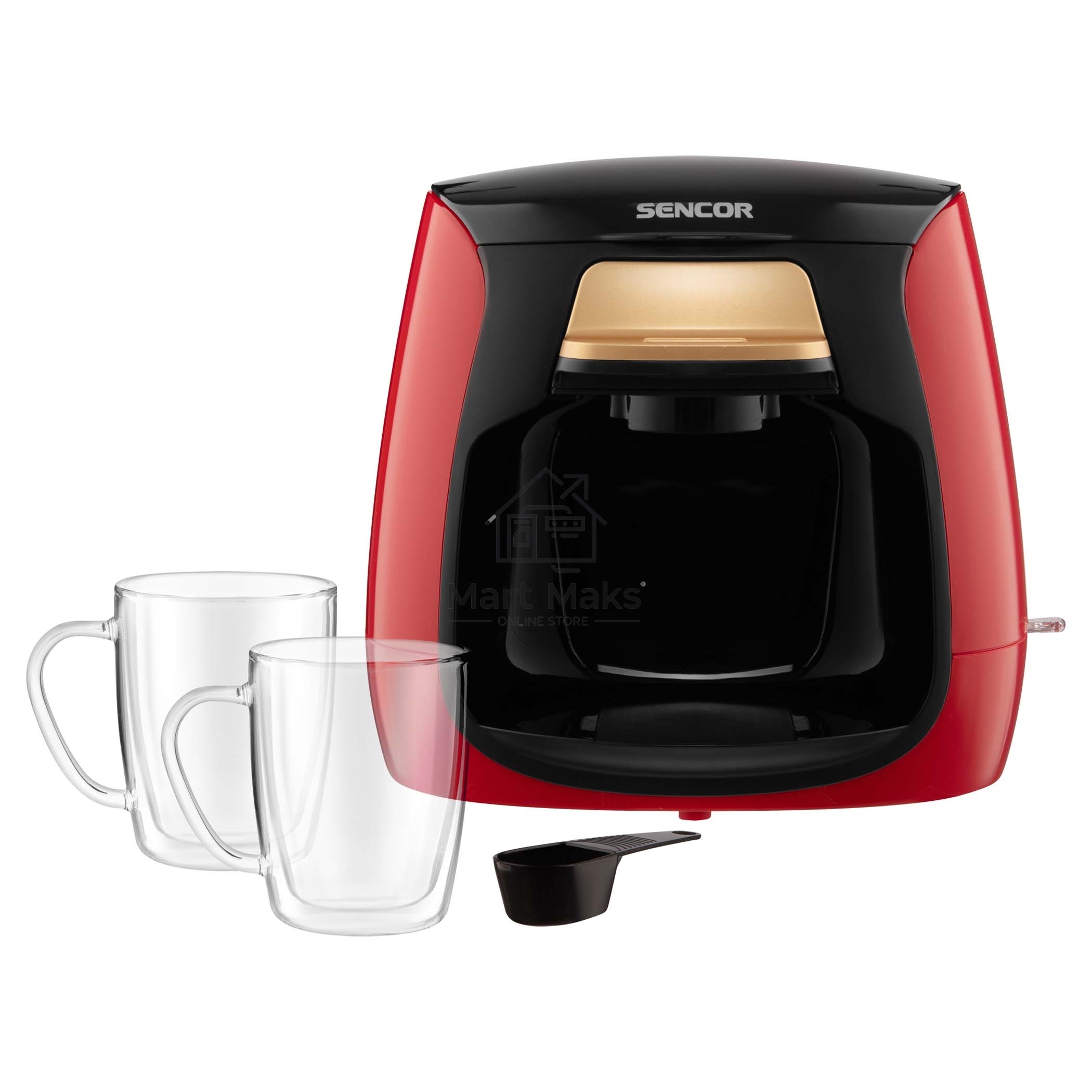 Кофеварка капельная Sencor SCE 2101RD красный, исп. кофе - молотый, 0.3 л. 500 Вт.