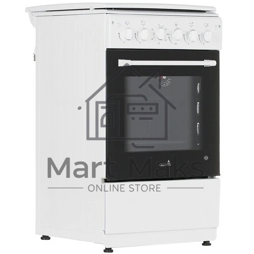 Плита газовая Cezaris ПГ 2150-10 белый, конфорок 4 шт, духовка 43 л, 51 см x 85 см x 55 см