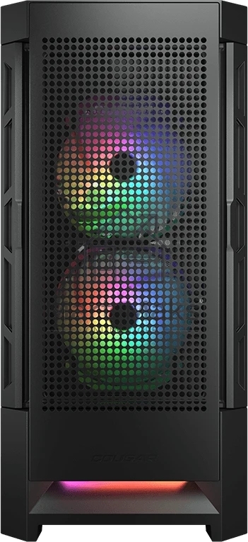 Компьютерный корпус Cougar Airface RGB Black, 2х140мм + 1x120mm ARGB Fan, ARGB Fan Hub, без БП, черный, ATX