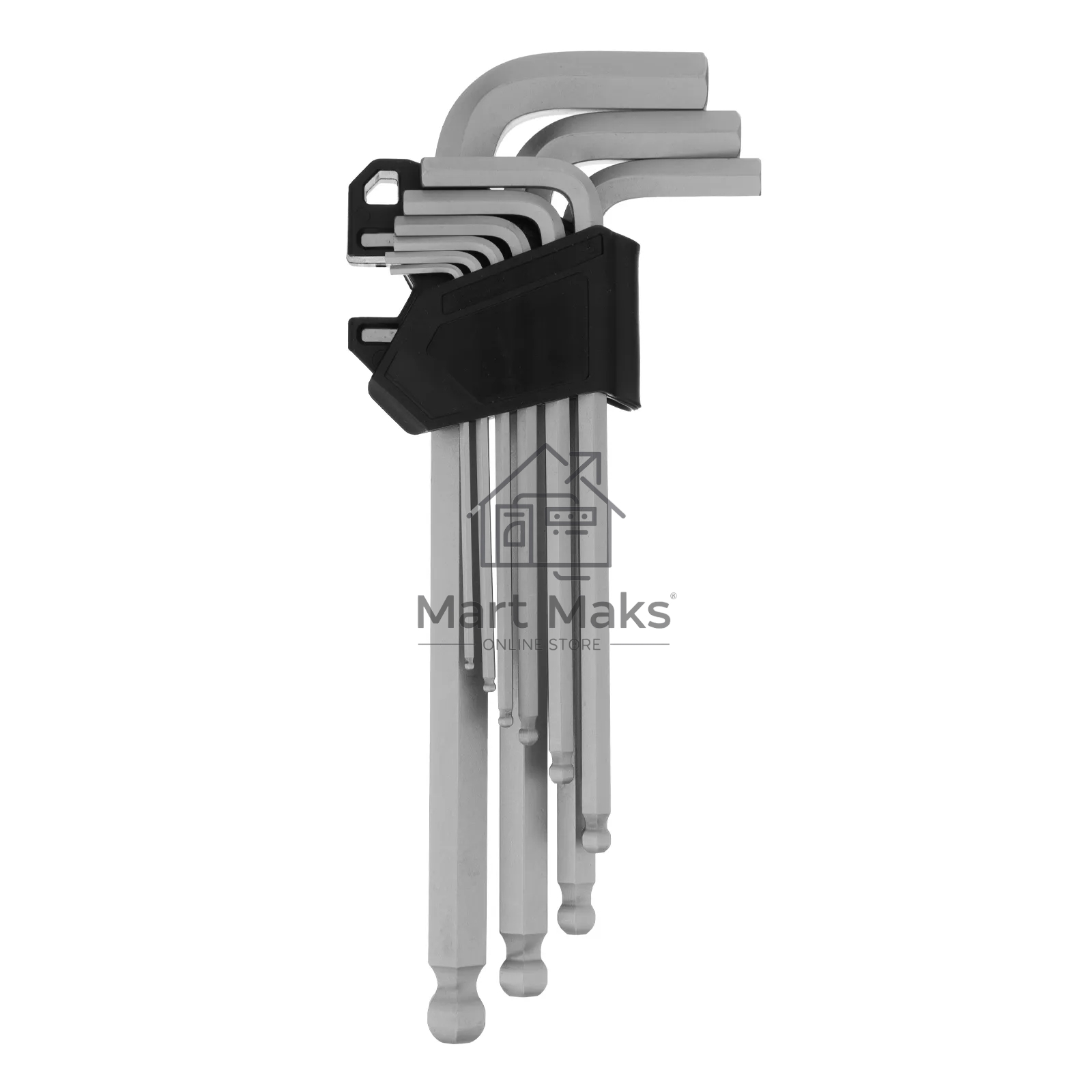 Набор ключей имбусовых, HEX, 2-12 мм, CrV, 9 шт., удлиненные, с шаром Denzel