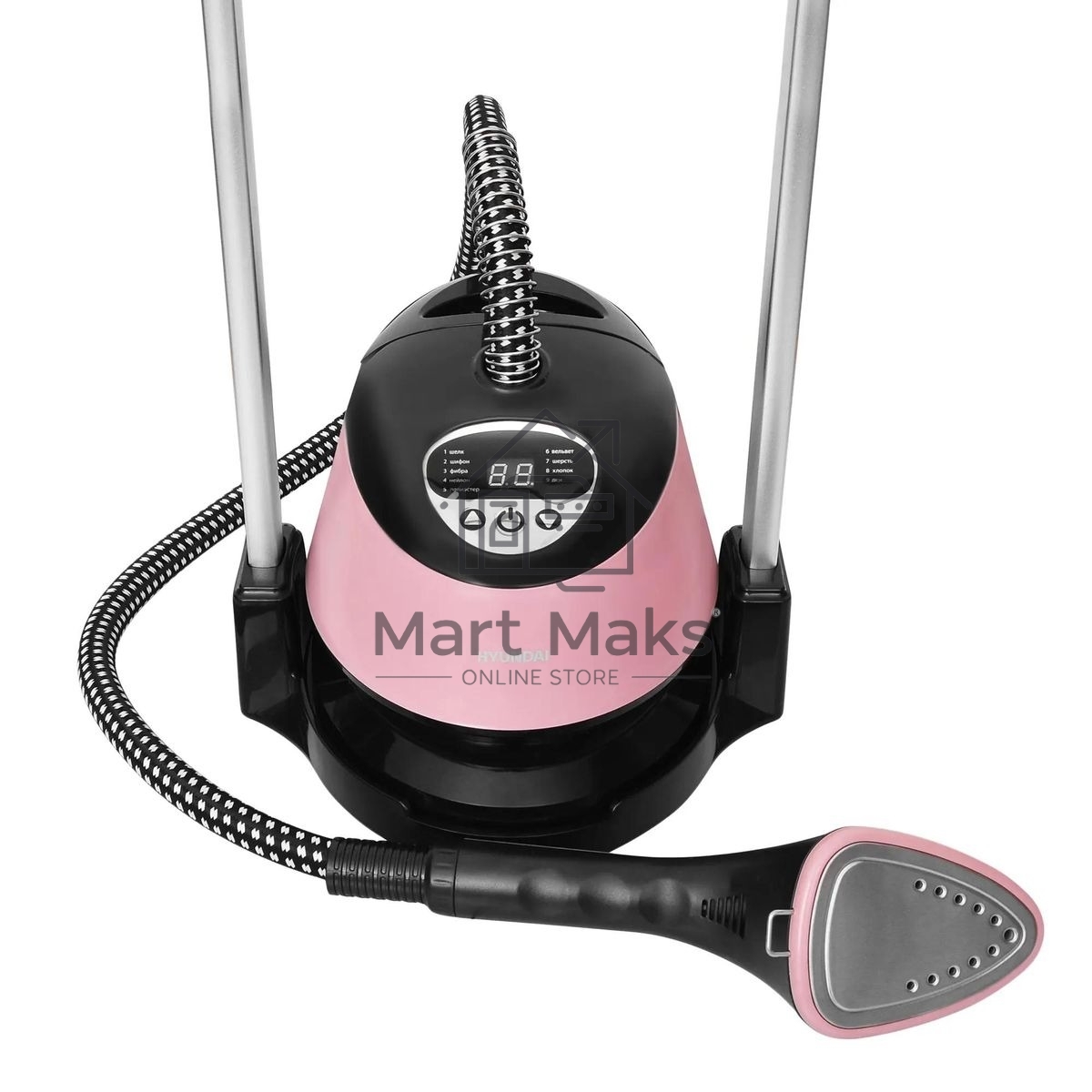 Отпариватель Hyundai H-US02543 розовый/черный, 1800 Вт, 40 г/мин, 1350 мл