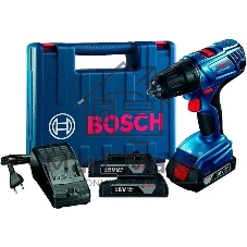 Дрель-шуруповерт Bosch GSB 180-LI, Аккумуляторная, 18В, 2 АКБ, Кейс