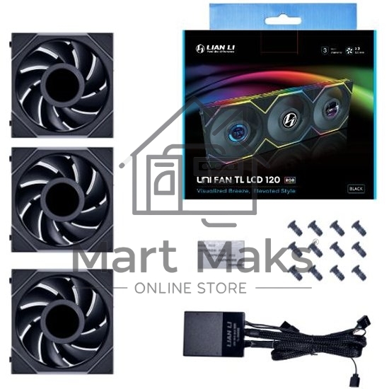Корпусный вентилятор LIAN LI UNI FAN TL LCD (3pcs) G99.12TLLCD3B.00 черный 120мм 1900rpm 27db 7-pin
