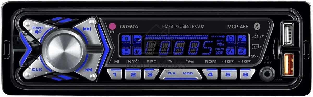 Автомагнитола Digma MCP-455 1DIN 4x50Вт v5.0 USB 2.0 AUX 4 ПДУ