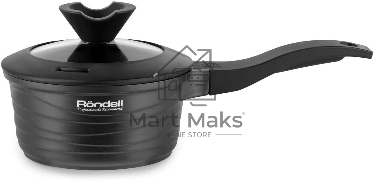 Ковш Rondell Walzer RDA-764, 1.3л, 16см, с крышкой, черный