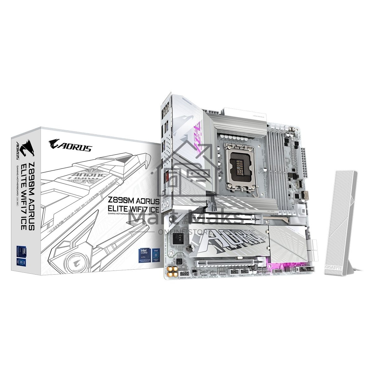 Материнская плата Gigabyte Z890M AORUS ELITE WIFI7 ICE, LGA 1851, Intel Z890, 4xDDR5, 4xSATA, 3xM.2, 1xPCIe 4.0 x4, 1xPCIe 5.0 x16, 1xDP, 1xUSB-C, 1x 2.5Gb LAN, 1xUSB-A 3.2 Gen 2, 4xUSB-A 3.2 Gen 1, 2x3.5 мм, TOSLINK, 7.1, 1xUSB4, mATX