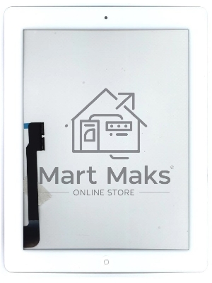 Сенсорное стекло (тачскрин) для iPad, 3 белое с кнопкой