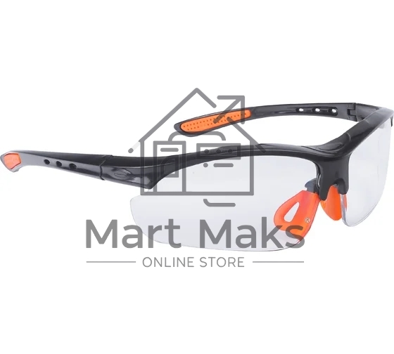 Очки защитные Patriot PPG-11 открытые, прозрачные, оранжевая окантовка, усиленные.