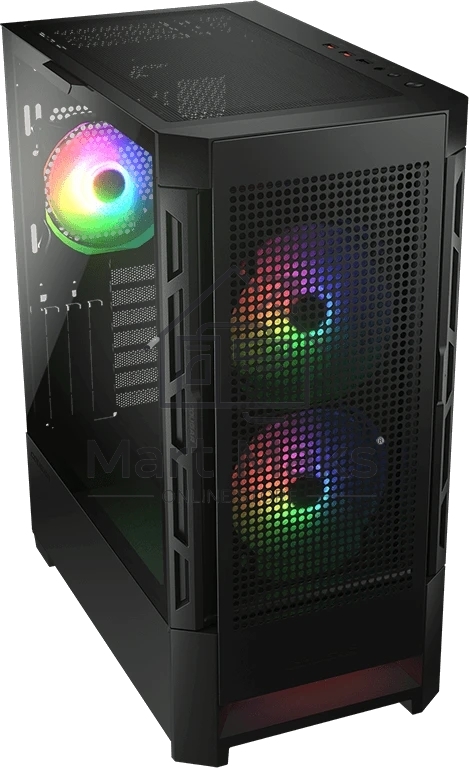 Компьютерный корпус Cougar Airface RGB Black, 2х140мм + 1x120mm ARGB Fan, ARGB Fan Hub, без БП, черный, ATX