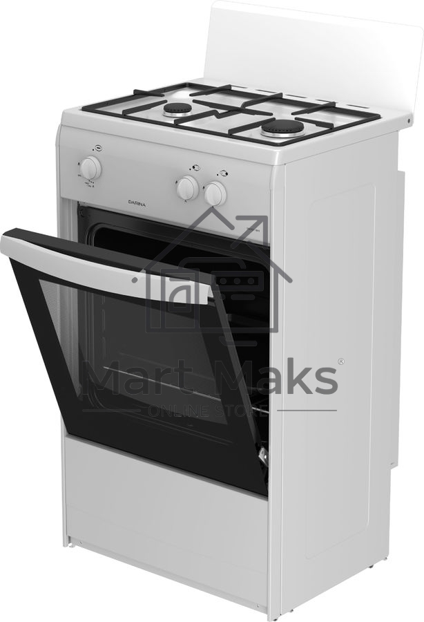 Плита газовая Darina 1AS GM 521 001 W белый/черный, конфорок 2 шт, духовка 45 л, 50 см x 85 см x 41 см